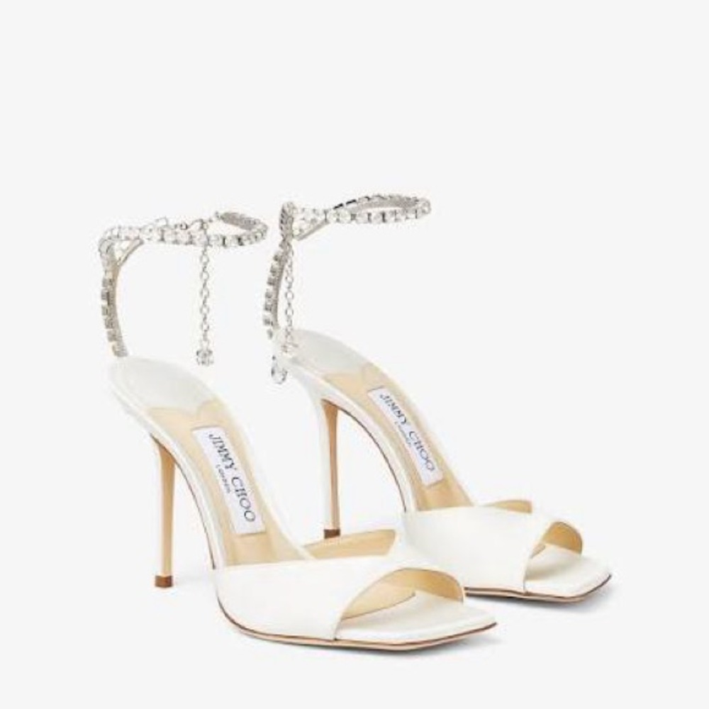 Jimmy Choo Saeda 100 crystal-embellished satin sandals